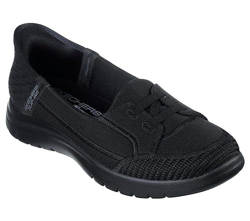Skechers Women's Slip-ins: On-The-GO Flex-Top Notch Boat Shoe, Black/Black, 5.5