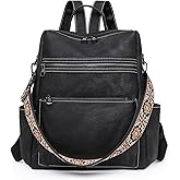 Qyoubi Women's Fashion Backpack Purse Multipurpose Large Capacity Travel Handbags Convertible Bag Black