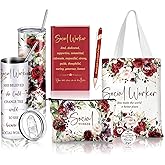 Afarnook 6 Pcs Social Worker Appreciation Month Gifts Include 20 Oz Tumbler Canvas Bag Notebook Pen Social Worker Must Haves for Bsw Msw Dsw Lcsw Coworker Volunteer Office Supplies(Vintage Style)
