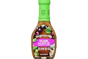 Organicville Balsamic with Olive Oil Vinaigrette & Marinade - Balsamic Vinaigrette Salad Dressing, Gluten Free, Organic, 0g Added Sugar, Vegan, Keto, Paleo, Whole 30, Dressing for Salad - 8 Oz