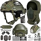 ACTIONUNION Airsoft Helmet and Mask Pro Set Tactical Paintball Helmet and Balaclava Mesh Mask MH Type with Counterweight