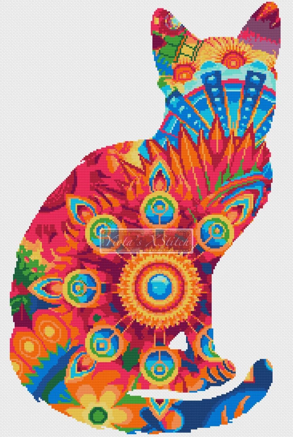 Mandala Cat No1 Chat Point De Croix Kit Aida 16 Ct Amazon Fr Cuisine Maison