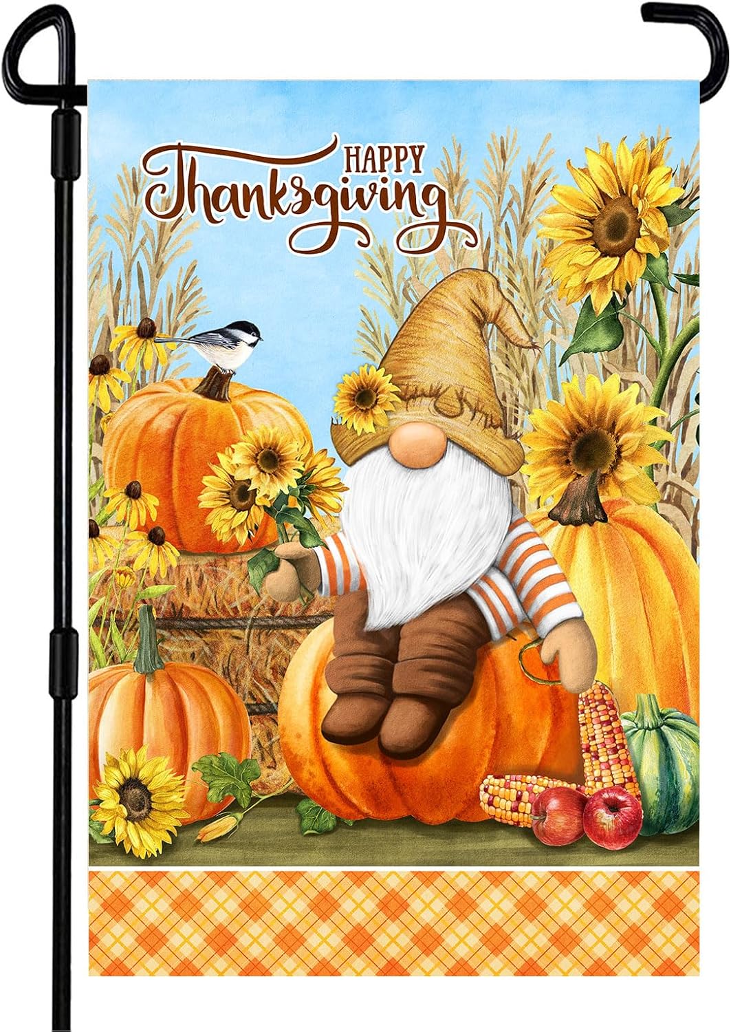 Flags - Thanksgiving Garden Flag,Happy Thanksgiving Flags 12.5 x 18 Inch Thanksgiving House Flag Double-Sided 2 Layer Fall House Flag For Thanksgiving Decoration