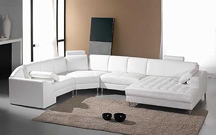 Amazon Com Vig Furniture Monaco White Leather Sectional Sofa