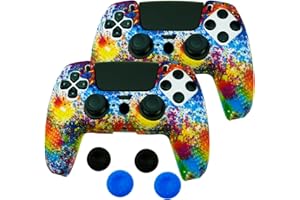 CTHTBZ 2pcs Protective Silicone case Cover Skin for ps5 Controller, with 4pcs Thumb Grips (Camo Colorful)