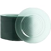 LCCFHTI 100 Count 6 Inch Transparent Green Plastic Plates, Heavy Duty Disposable Dessert Salad Plate, Round Fancy Appetizer Plates for Wedding, Party