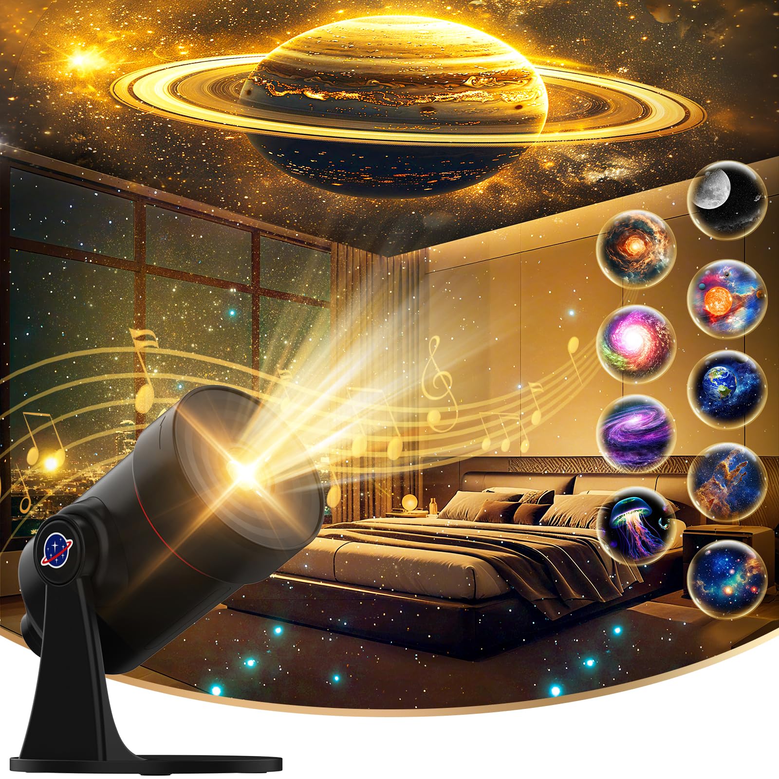 Photo 1 of [White Noise] Galaxy Projector, 28 Soothing Sounds Star Projector Sound Machine, Solar System Space Planetarium Projector Night Light, Room Decor for Ceiling Bedroom Kids Adults Sleep Trainer