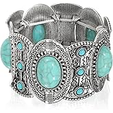 Waist Wow Turquoise Bracelet for Women Boho Bracelets Vintage Western Cowgirl Bangle Bracelet Stretch Turquoise Jewelry