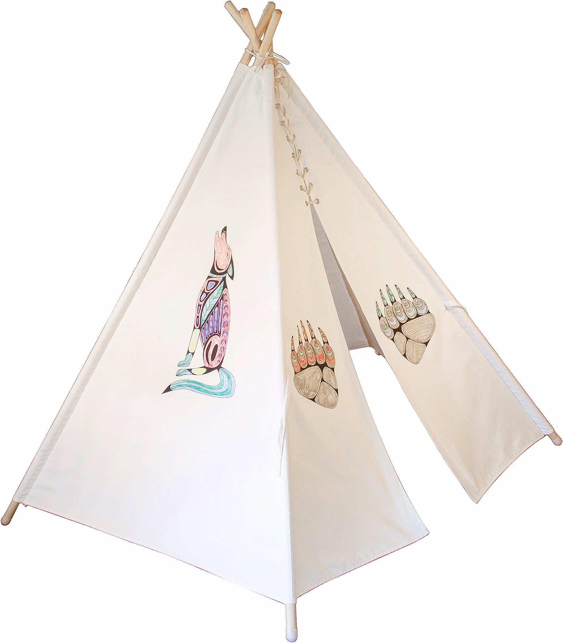 White Canvas 6’ Kids Play Teepee Tent, Paint Your Own Teepee, 100% Cotton by Teepee Freedom