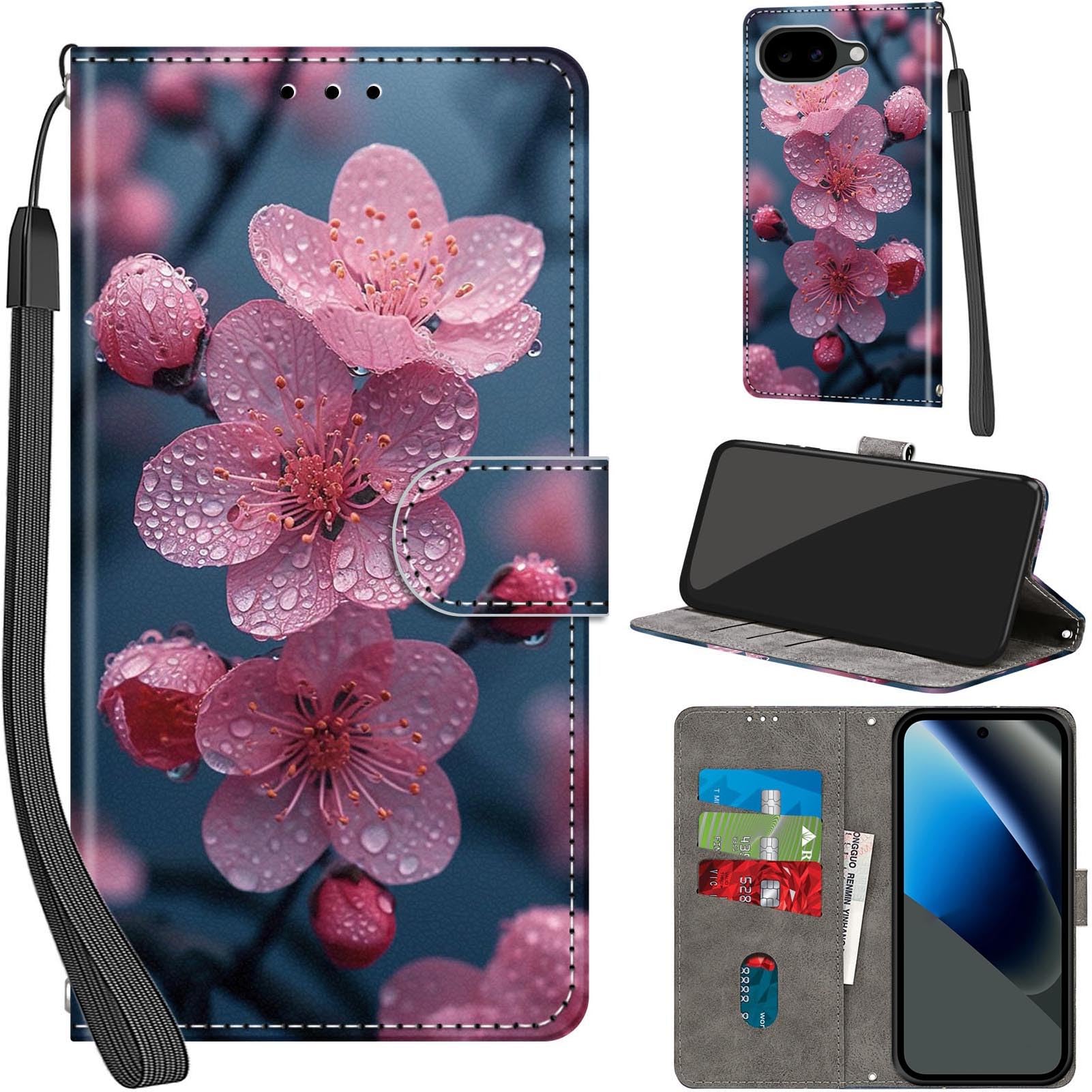 Handyhülle für Google Pixel 10a Hüllen Premium Leder Case Klappbar Wallet Magnet Kartenfach Standfunktion Schutzhülle kompatibel mit Google Pixel 10a Hülle,Blume 3