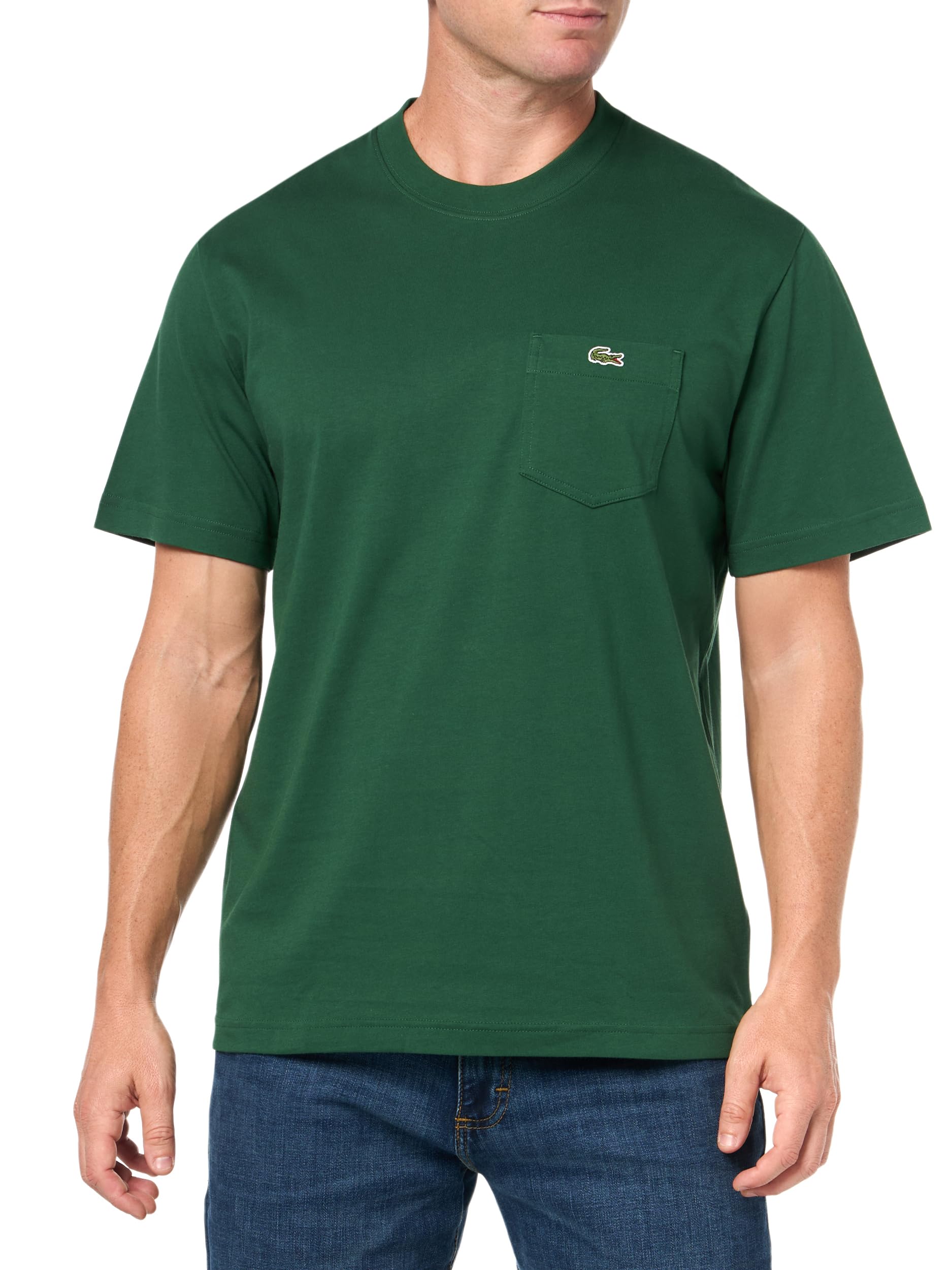 Lacoste Men’s Cotton T-Shirt with Breast Pocket, Green, X-Large