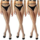 Abeillo 3 Pairs Women's Fishnet Stockings, Black Fishnet Tights High Waist Mesh Stocking Thigh Waist Fish Nets Leggings Pantyhose Gothic Clothes for Women