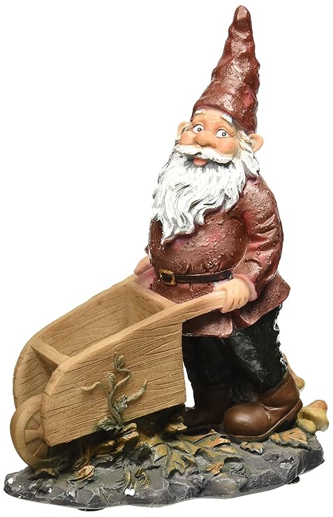 Garden Gnome Statue Wheeler With Wheelbarrow Gnome Bird Feeder