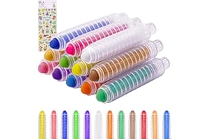 HCUSUS Sidewalk Chalk for Kids, Dustless Chalk Set with Holder, Non-toxic Railroad Chalk for Kids Teachers Students, Colored Toddlers Chalk for Outdoor Blackboard Office Classroom 12 Pcs