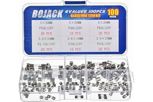 BOJACK Christmas Light Fuses Kit 3.6x10mm Mini Fuse 125V 2.5A 3A 5A and 5x20mm 125V 4A 5A 8A amp Fuses for Christmas Lights
