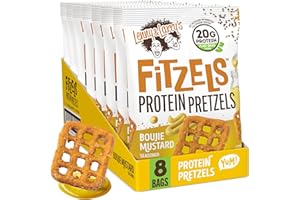 Lenny & Larry's Boujie Mustard FITZELS- Savory Pretzel Snacks Incredibly Tasty, High Protein, Salty, Vegan, 20g of Plant Base