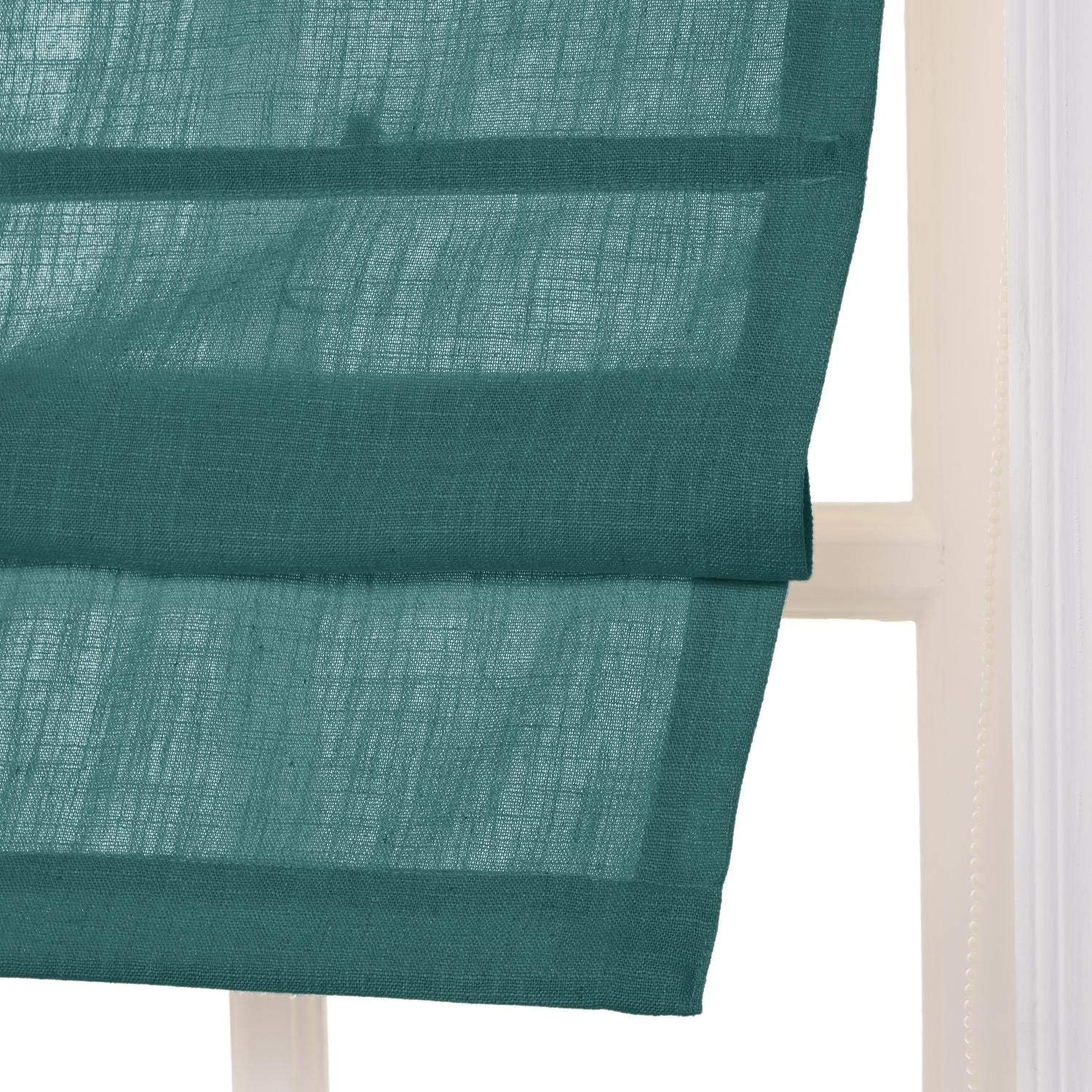cololeaf Fabric Roman Shades for Kitchen Window, Custom Made Window Blind Treatment Privacy Protect Roman Shade Blind Blackout Light Filtering, Install Hardware Included, Everglade Teal, 1 Piece: Kitchen & Dining
