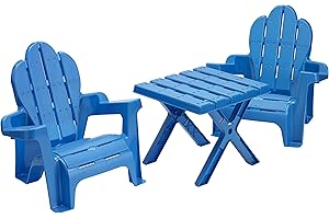 American Plastic Toys Adirondack Table and Chairs,Blue, Large
