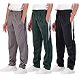 Real Essentials 3 Pack: Boys' Tricot Open Bottom Fleece-Lined Sweatpants with Pockets