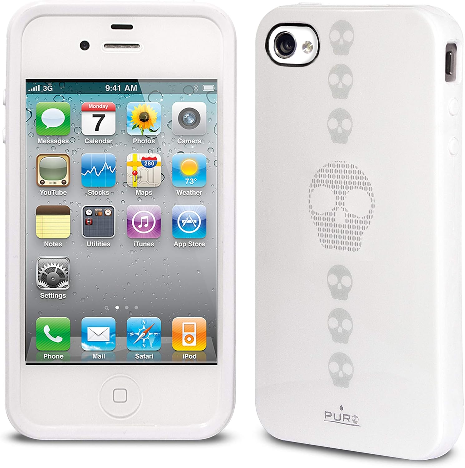 Puro Skull Case For Iphone 4 4s White Amazon In Electronics