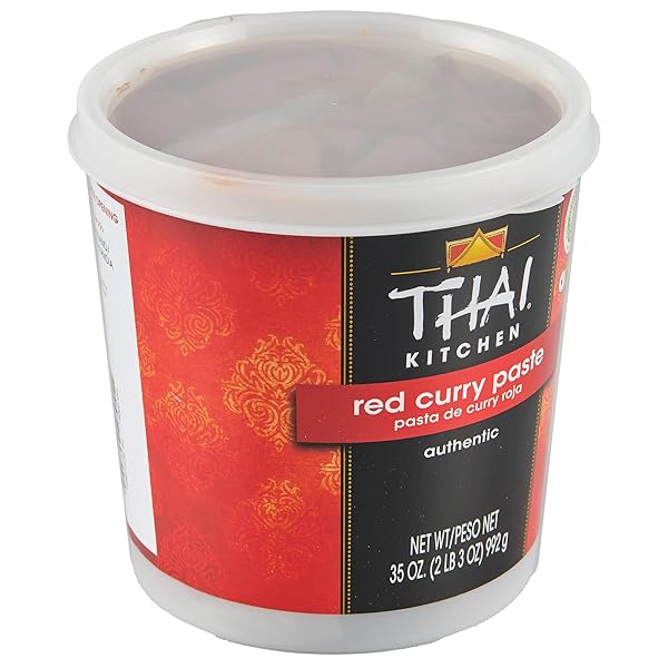 THAI KITCHEN RED CURRY PASTE, 35 OZ – ONE 35 OUNCE TUB OF THAI RED CURRY PASTE WITH RED CHILI PEPPER, LEMONGRASS, THAI GINGER AND SPICES, PERFECT FOR STIR-FRIES AND SOUP BASES