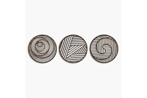 Round Wood Wall Art Set of 3, Large Geometric Circle Wall Panels, Abstract Lines Wooden Wall Art, Aesthetic Boho Wall Art, Gi