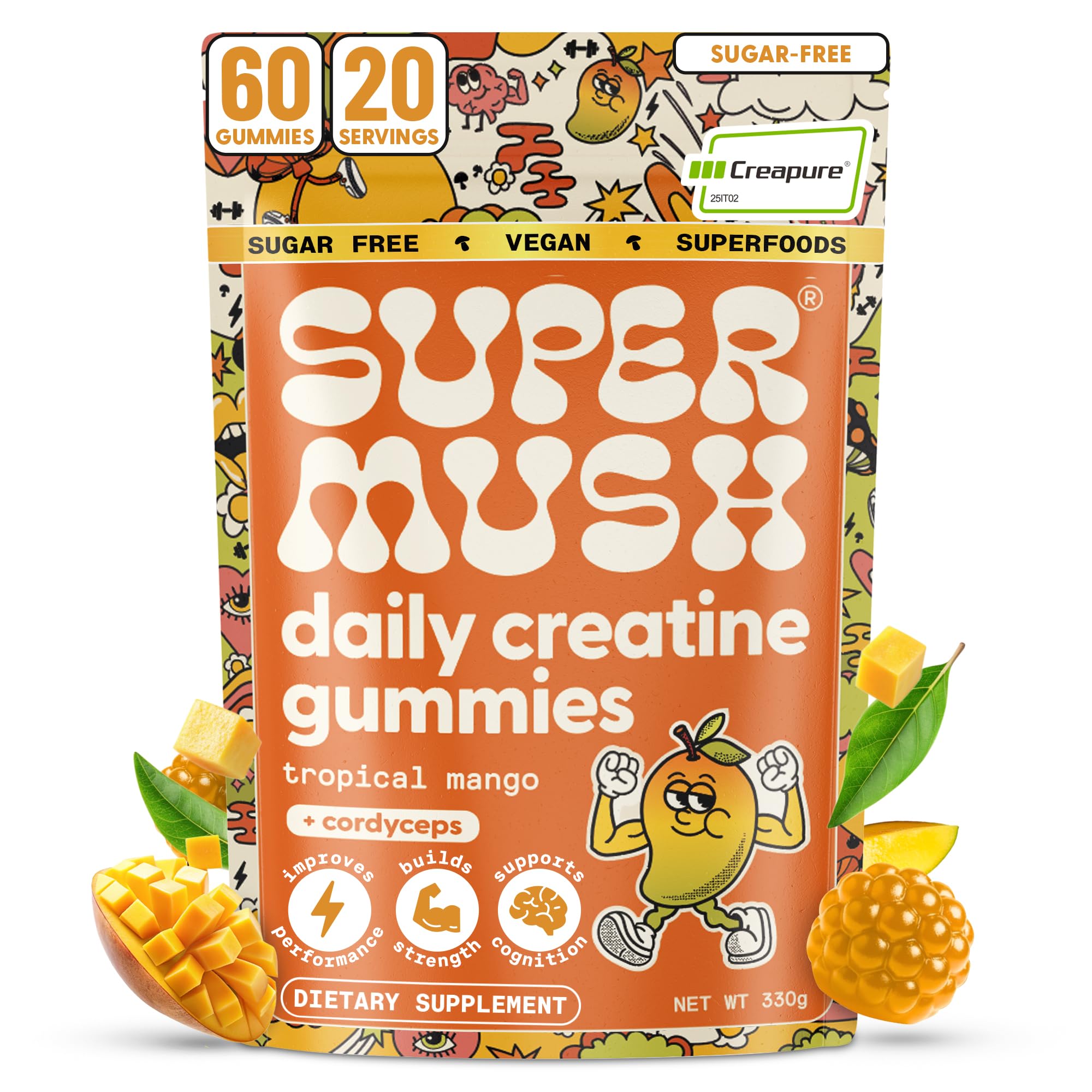 Daily Creatine Gummies + Cordyceps (Tropical Mango)
