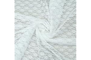 MDS-MEGADECORSUPPLY MDS Pack of 10 Yard Long x 55” Wide Lace Fabric, Floral Pattern Vintage Rachelle Lace Trim Fabric Bolt by Yard for Wedding Bridal Dress Fashion Crafts DIY Party Home Decor Multipurpose - White