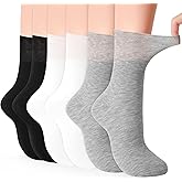 GRPSKCOS Men Crew Socks, 6 Pairs Non Binding Comfortable Socks Seamless Toe Extra Wide Sock Women Men Size 6-11