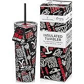 Dragon Glassware x Yellowstone Vacuum Insulated Tumbler with Lid and Straw - 24 oz Tumbler Cup with 2 Straws - Stainless Steel Tumbler with Straw for Water, Iced Tea - 1886