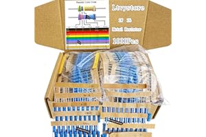 1W Resistors Kit, Ltvystore 1000Pcs 100 Values Resistor Assortment Metal Film, 1 Ohm - 1M Ohm Resistor Pack Assorted 1 Watt, 1% Resistance Resistors Set Compatible for Arduino