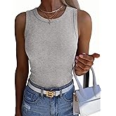 Zeagoo Womens Sleeveless Crewneck Ribbed Tank Tops Casual Basic Summer Top Slim Fitted Racerback Shirts