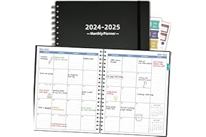 XAOWON Monthly Planner 2024-2025, Large Academic Planner from July.2024-Dec.2025, 8.7" x 11", 18 Months Calendar Book Planner 2024-2025 with Monthly Tabs & Pocket,120GSM Thick Paper, Black
