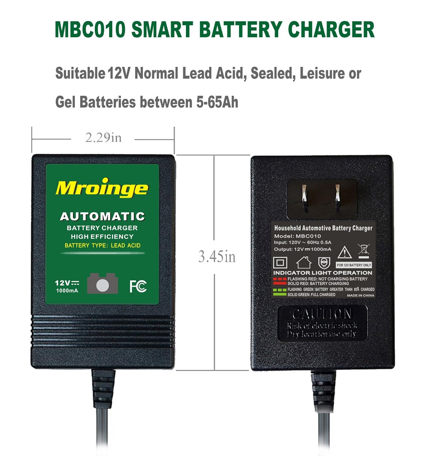 Mroinge MBC010 12V/1000mA Smart Battery Charger