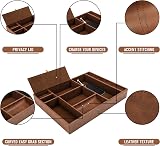 BELLE VOUS Brown Faux Leather Valet Tray - 6 Compartment Desk Organiser view 3