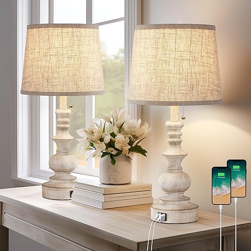 Drawealth Table Lamps for Bedrooms Set of Farmhouse Bedside