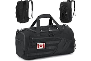 3-in-1 Tactical Gym & Travel Duffle Bag Backpack Men Multi-Functional 45L Military Sports Duffle Bag with Shoe Compartment & 