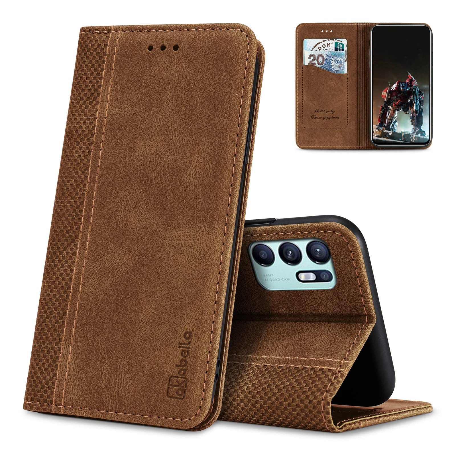 AKABEILA Case for Realme GT Master Edition/Q3 Pro Carnival PU Leather Flip Wallet Case with Magnetic Closure Kickstand Card Slot Folio Cover Light Brown — image 1