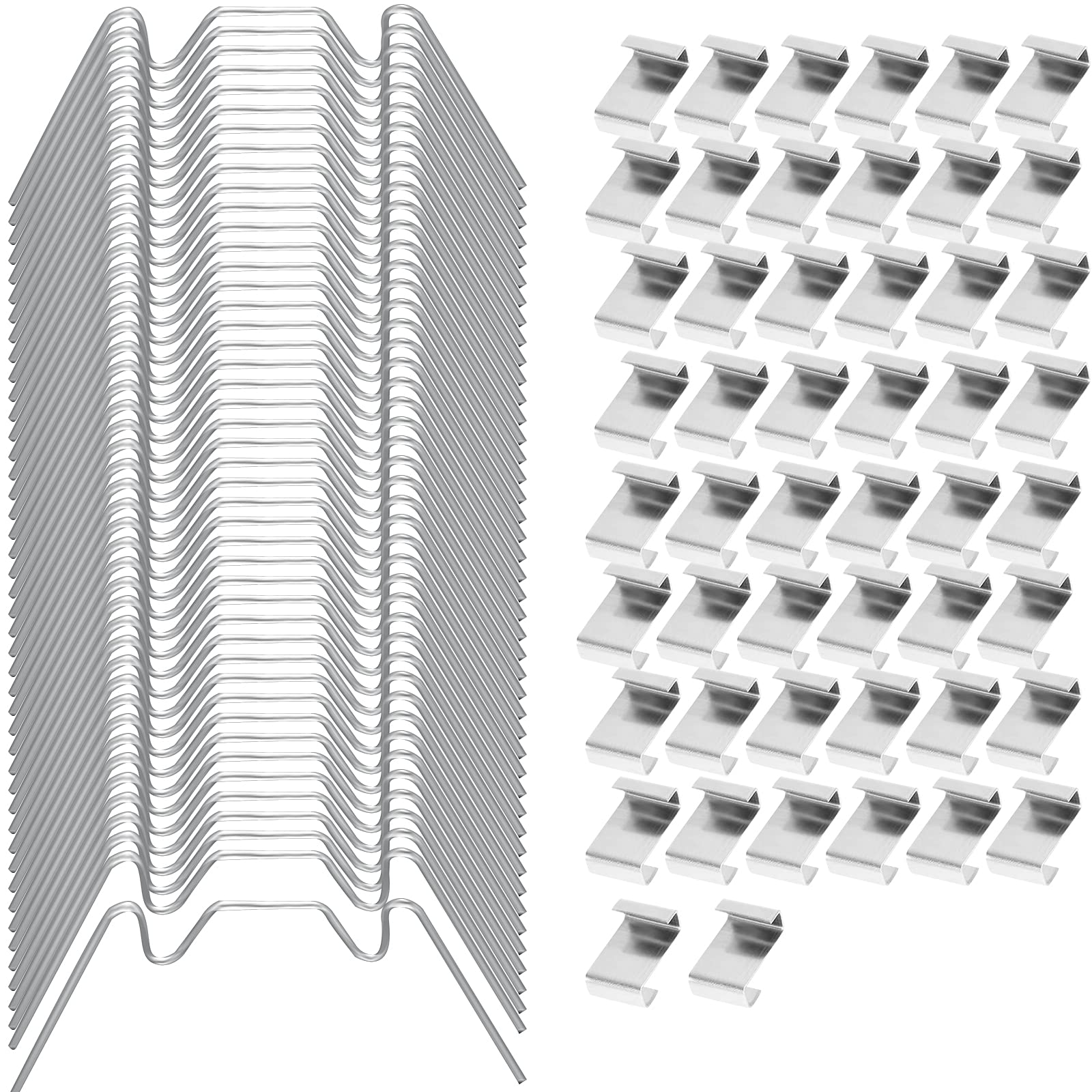 100pcs Greenhouse Clips Greenhouse Window Clips Stainless Steel Greenhouse Glass Pane Fixing Clips Greenhouse Spring Clips Halls Greenhouse Clips for Glass (50 W Glazing Clips & 50 Z Overlap Clips)