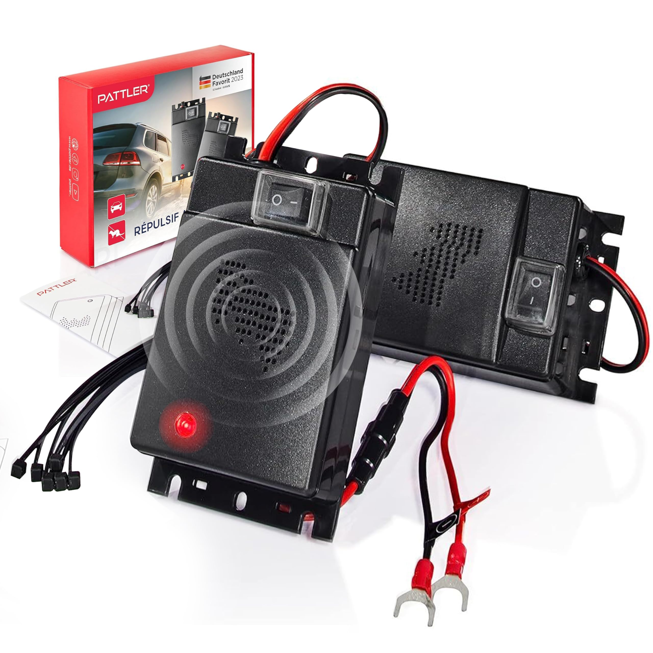 PATTLER® Marten Deterrent Car – Pack of 2 – Effective Marten Repellent Car with Ultrasonic – Instant and Long-term Marten Protection in the Engine Bay