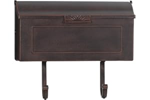 PRO-DF Cast Aluminum Metal Mailbox with Newspaper Hooks, Easy to Install Wall Mount, Heavy Duty, Rustproof Coated Paint, Horizontal Mail Box for House Porch - 16” x 4.25” x 8.25” (Antique Copper)