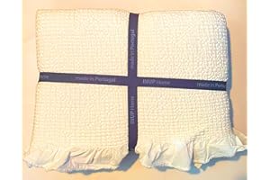 HOME GOODS Piubelle Piu Belle Portugal 100% Cotton-Hotel Luxury Matelasse All Season, Lightweight Quilt Coverlet Bedspread Textured Raised Patterns (King (U.S. Standard), Inup Off White Camella)