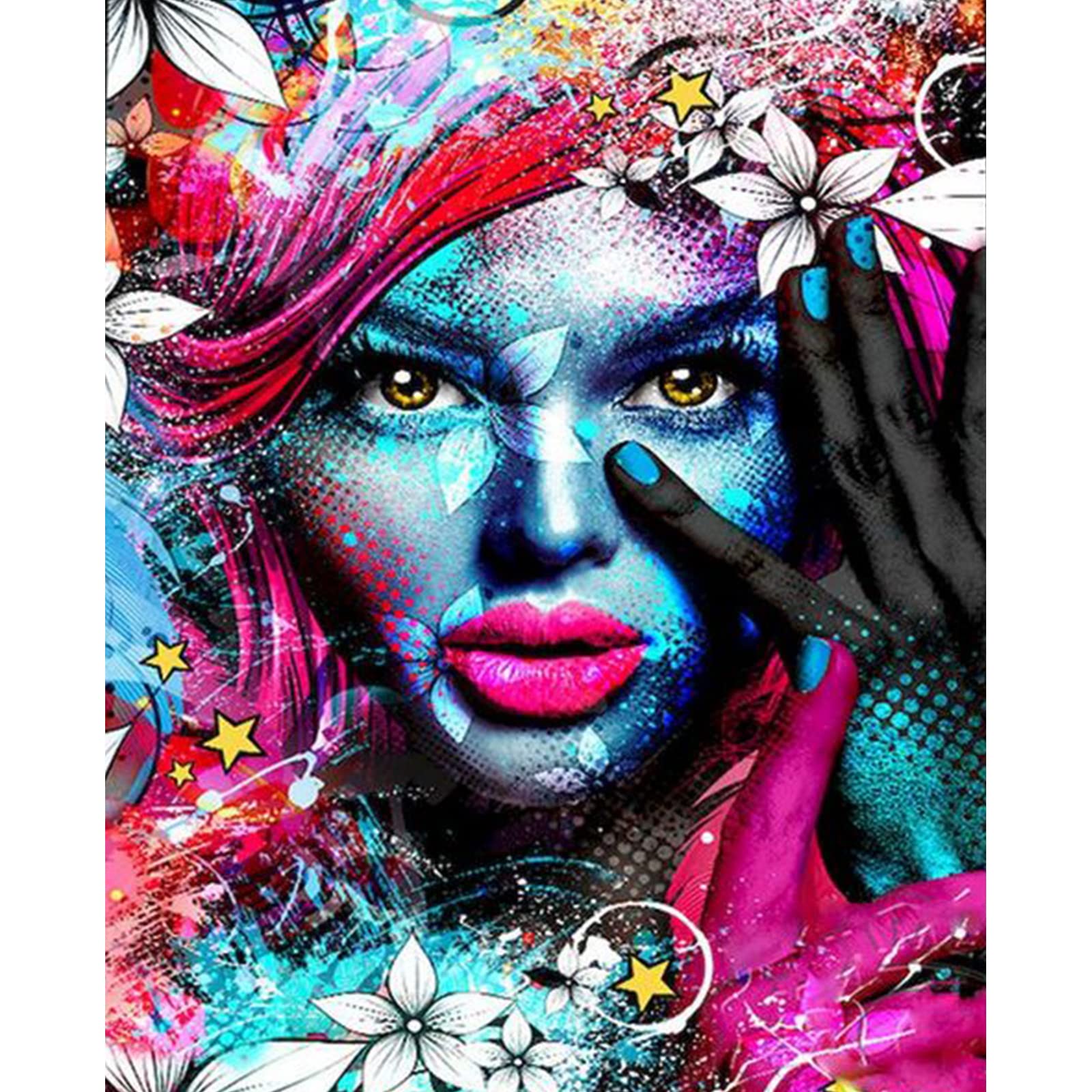 Adult Painting by Numbers Flower Women Wall Art Unique Style Paintings on Canvas with Brushes and Acrylic Pigment Colorful Unique Girl Gift Art Pictures Home Decor (Frameless)