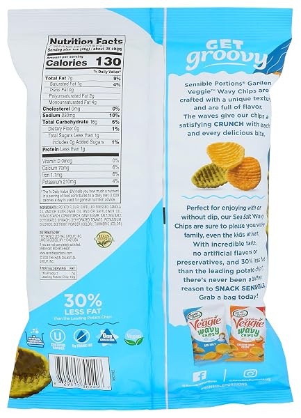 SENSIBLE PORTIONS GARDEN VEGGIE WAVY CHIPS, SEA SALT, 7 OZ