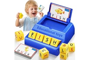 HOPEEYE Montessori Matching Letter Game for Kids Ages 3-8 | Educational Learning Spelling Toys with Storage Function | Christmas Birthday Gifts for 3 4 5 6 Year Old Boys & Girls | Larger Blue (50% Bigger)