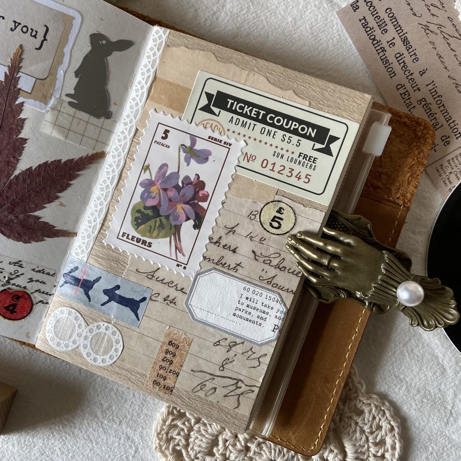 Vintage Postage Stamp Stickers for Scrapbook, 100 Pcs Deco Paper Stickers for Bullet Journal,Botanical Fairy Sticker for Junk Journal, DIY Crafts,Collage Album (Stamp-Like)