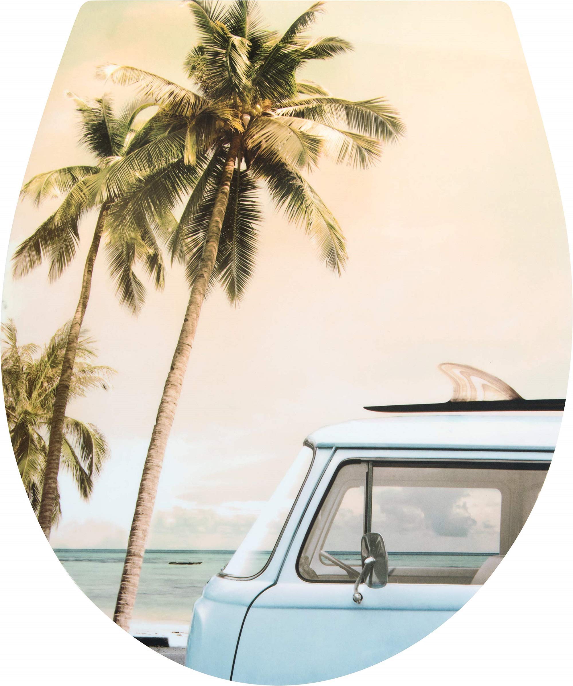 Cornat KSDSC290 "Retro Bus" Toilet Seat - Super Flat Design - Easy-Care Duroplast - Quick Up & Clean Function - Soft-Close Mechanism - Convenient Top Installation/Toilet Seat/Toilet Lid