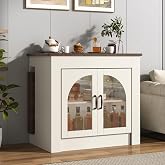 20"-102" Extendable Dining Room Table with Storage for 1-9, Antique White | Expandable Console Table w/ Storage Cabinet,Space Saving Folding Dining Table, Modern Modular Multifunctional Extension Table