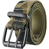 GKEurosport Casual Camo Canvas Belts for Men and Women, Double-Prong Buckle | Flexible strap with clean-cut, unstitched edges and two rows of grommet holes for jeans, cargo pants, and casual outfits.
