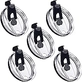 HINZIC 5 Pack Replacement Lids for 20 oz Tumbler,Travel Spill Proof Resistant Cup Lids Covers with Slider Switch fit Coffee Cups and More, Straw Friendly,Black